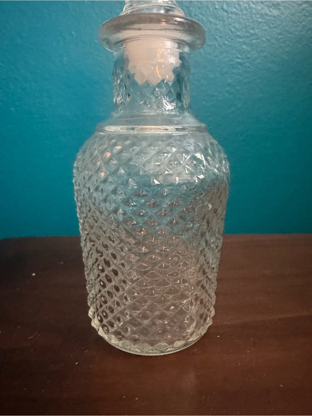 Avon Clear Glass Diamond Cut Vanity Bottle with Stopper